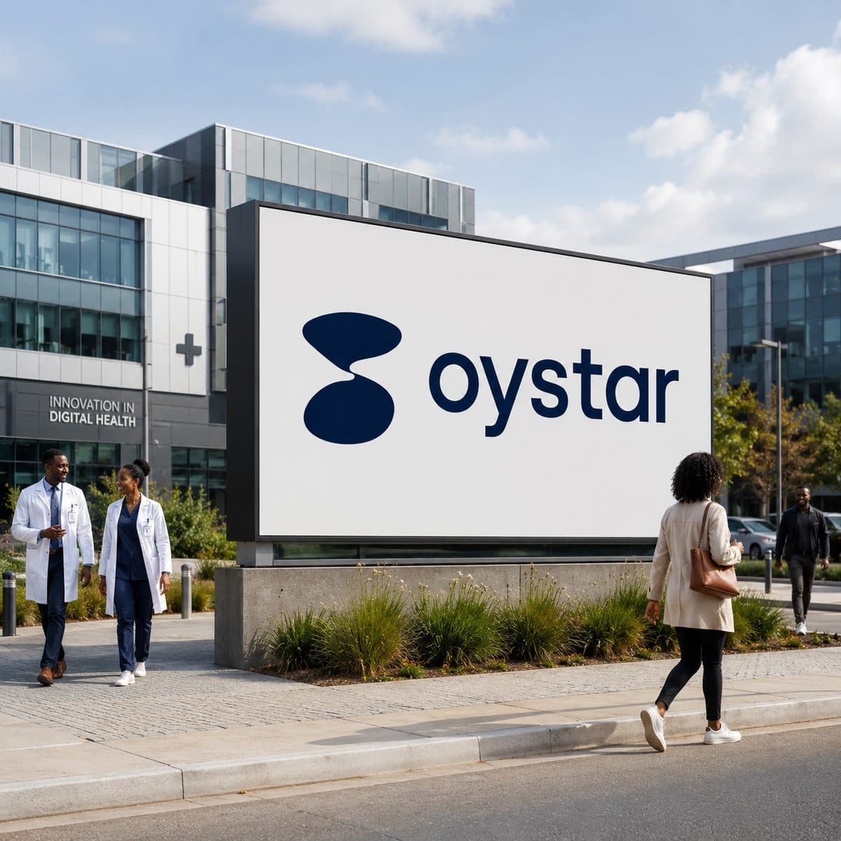 Oystar signage outside a digital health center
